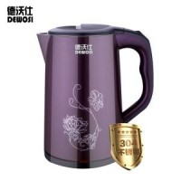 S-德沃仕 304不銹鋼電熱水壺 雙層防燙電水壺2.2L
